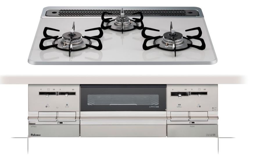 ###ψパロマ ガスビルトインコンロ【PD-701WS-60CV】Brillio(ブリリオ) ハイパーガラスコートトップ 水なし両面焼グリル 左右強火力 60cm ラ・クック(赤)同梱